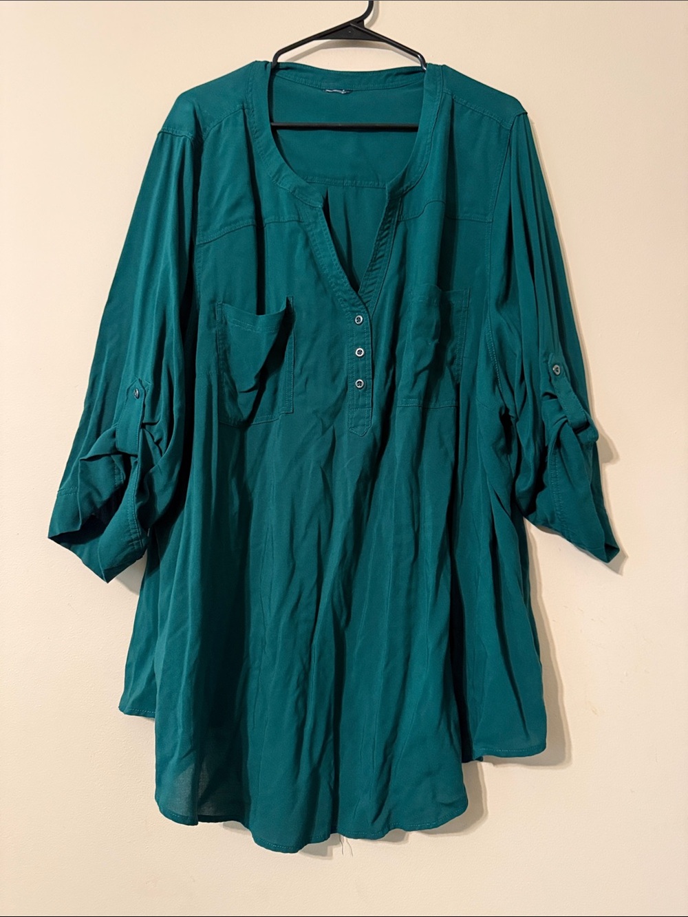 Torrid Women's Teal Button-Neck Tunic Top